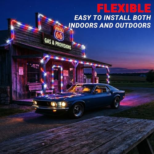 20ft Rope Lights For Outside,Connectable Flexible Tube Lights with 8 Modes Controller,Waterproof Red/Blue/White LED Rope Lighting for Deck,Garden,Pool,Patio,Bedroom,Indoor & Outdoor Landscape Lighting - Image 6