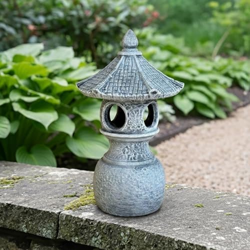 OLOMA Concrete Japanese Garden Lantern Statue Outdoor Pagoda Zen Sculpture Handmade Asian Garden Decor Patio Yard Pathway Meditation Garden Landscape Accent by OLOMA