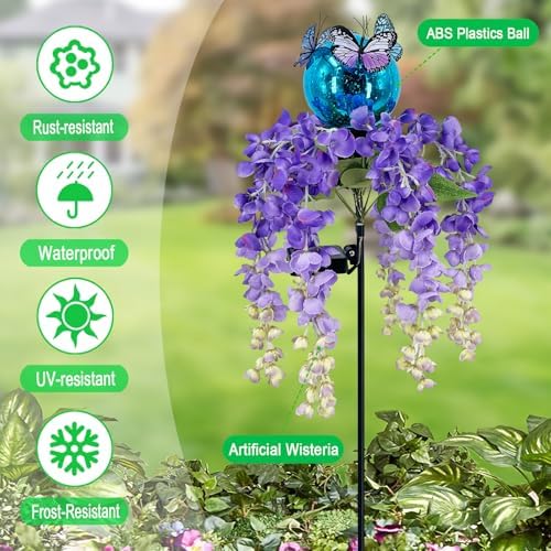 Wisteria Flower Solar Garden Stakes Pathway Lights,Yard Decorations Outdoor - Image 2
