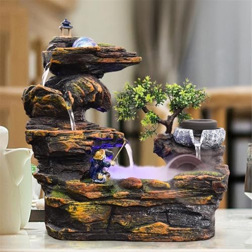 Tabletop Fountain Resin Indoor Waterfall Rockery Stream Tabletop Fountain for Home and Office Decor Water Feature Relaxation Fountain - Image 4