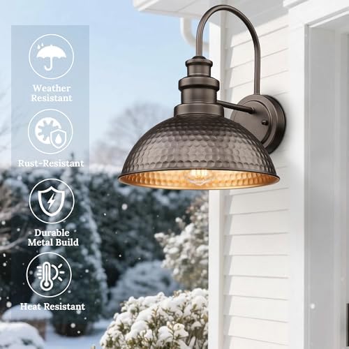 Casia Farmhouse Barn Lights - Rustic Wall Sconce, Exterior Outdoor Mounted Lighting Fixture, Vintage Wall Light, Porch Lantern Lamp for Front Door,Porch,Patio,Garge (Oil Rubbed Bronze, 1 Pack) - Image 4