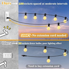 Afirst White String Lights 100FT Outdoor Patio Lights with 105 Globe Bulbs Waterproof Hanging Light for Backyard Party Wedding Lighting - Image 3