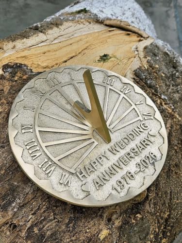 Brass Sundial Garden Clock Wedding for Couples Engraved Roman Numeral Sundial –50th Anniversary (Brass, 8 Inch) - Image 7