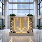 Luxury Elegant Cement Water Wall Tiered Fountain with Lights – 8.2ft Outdoor/Indoor Modern Landscape Feature,Europe Mountain Design, Housewarming,Shop Opening Gift (Left)(Left+Right) - Image 7