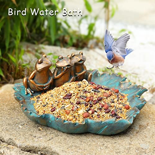 MUMTOP Bird Bath for Outdoors, Resin Garden Frogs Birdbath Bowl Yard Decor - Image 3