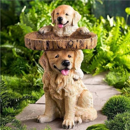 Garden Decor Garden Decoration Puppy Tree Ornaments Bird Bath Statue Dog Feeder Outdoor Decor - Image 7