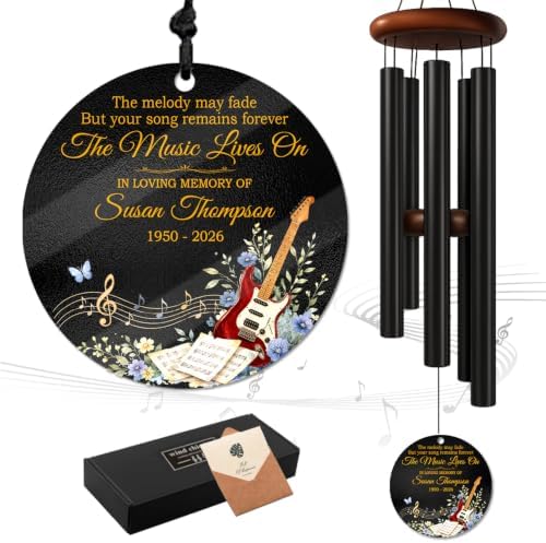 Electric Guitar Memorial Wind Chime, Personalized Custom Name Year by AlpadilCo