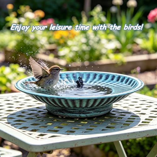 12.3" Solar Bird Bath Bowl,Metal Solar Bird Bath Fountains for Outdoors - Image 6