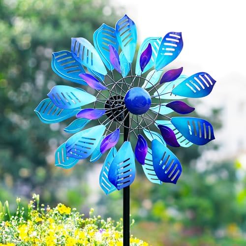 Wind Spinners Outdoor for Yard and Garden, Metal Large Wind Spinner with Stake, Windmill for Yard, Gift for Family Friends(84'' H x 24'' W) by CyanOasis