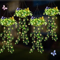 Solar Hanging Garden Lights, 4 Pack 66 LED Outdoor Lights with Realistic Milan Grass & White Flowers, IP65 Waterproof Solar Lanterns for Patio, Porch, Fence, Pergola & Backyard Decor, Auto On/Off by Unknown