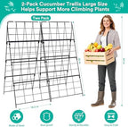 2Packs 17 x 42 Inch Garden Trellis for Raised Beds Foldable Climbing Plant Support Cucumber Trellis Outdoor A-Frame Metal Vegetable Bean Trellis with Garden Supplies for Grape Tomato Peas Flower - Image 3