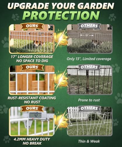 30Ft(L) X 13Inch(H) Animal Barrier Fence - 21 Pack White Garden Fence Panels Metal Garden Fencing Edging Border No Dig Fencing for Dog Rabbits Ground Stakes Defense Outdoor Patio Fence Extension - Image 4