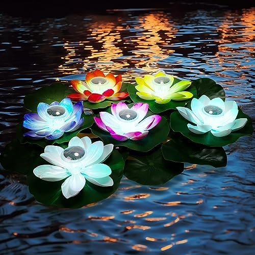 VIHOSE 16 Pcs 16 pcs Large Solar Floating Lotus Lights Lily pad for Pond by VIHOSE