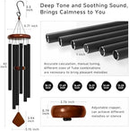 Bursvik 42" Deep Tone Wind Chimes - 6 Metal Tubes Rhombus Garden Patio Gift - Image 3
