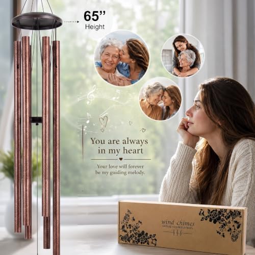 65" Extra Large Wind Chimes for Outside 6 Tubes Thick Bold Copper Aluminum - Image 3