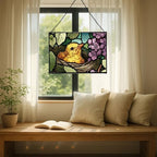 Chick Emerging from Nest in Spring Rectangular Stained Glass Suncatcher – Hanging Window Panel with Animal & Nature Scene – Vibrant Glass Art Gift for Wildlife, Fantasy, Nature Lovers vvIbID - Image 7