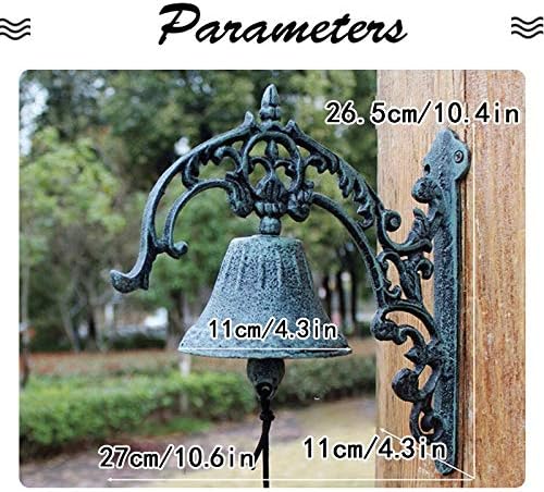 Dinner Bell Outdoor Dinner Bell Made for Ranch House Family Front Door Interior Exterior Décor | Wall Hanging Mount Heavy Cast Solid Iron Decoration Cast Iron Bell - Image 4