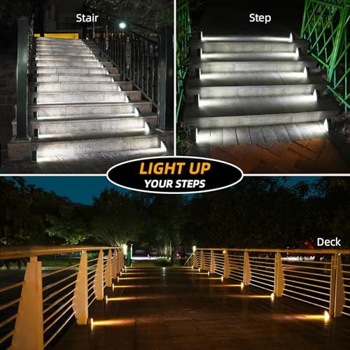 NIORSUN Solar Step Lights 6 Pack - Outdoor Stair Lights with 3000K Warm White & 6000K Cool Daylight, IP67 Waterproof, Auto On/Off, Super Bright for Deck, Patio, Steps - Image 6