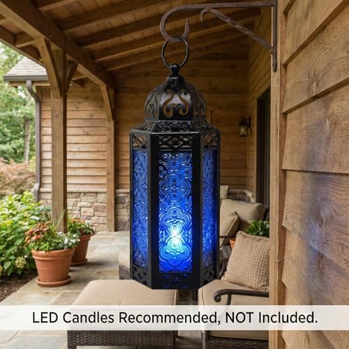 Vela Lanterns Decorative Indoor Moroccan Candle Holder, Cobalt, M, 2-Pack - Image 6