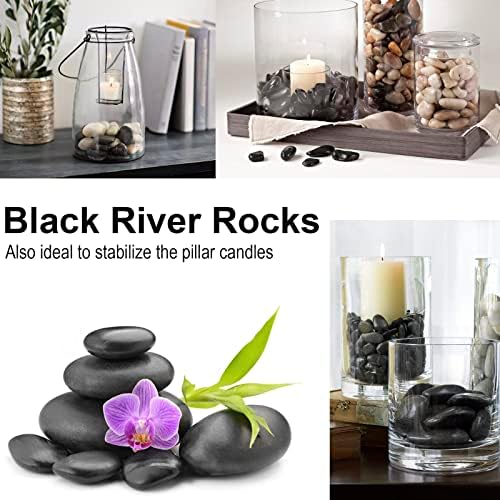 Black River Rocks - Large Polished Black Pebbles for Plants & Garden Decorative Stones, 1-2 Inch, 15 Pound - Image 4