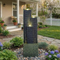39''H Modern Cascading Outdoor Water Fountain with LED Lights by Zylena