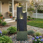 39''H Modern Cascading Outdoor Water Fountain with LED Lights by Zylena