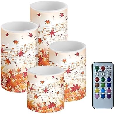 GLENLCWE Maple Leaves Flameless Candles Color Changing Flickering LED Candles with Remote and Timer,4Pack Autumn Candles Battery Operated for Home Decoration Gift by GLENLCWE