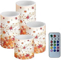 GLENLCWE Maple Leaves Flameless Candles Color Changing Flickering LED Candles with Remote and Timer,4Pack Autumn Candles Battery Operated for Home Decoration Gift by GLENLCWE