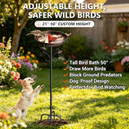 50" Tall Metal Bird Bath for Outside, Water Feeder Bowl Outdoors - Image 2