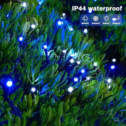 JMEXSUSS 2 Pack Solar Christmas Lights, Total 400 LED 151FT, White and Blue - Image 2