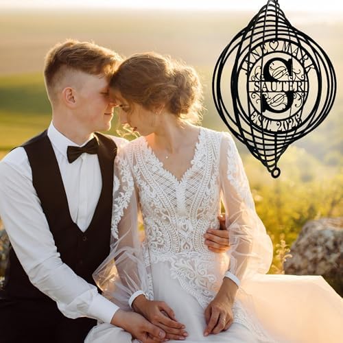 Personalized Wind Spinners Metal Yard Art Garden Decor Wedding for Couple Outdoor Hanging Kinetic Sculpture 3D Swivel Ornament Housewarming Present - Image 5