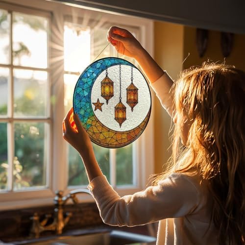 Stained Glass Moon Star Lanterns Art Suncatcher - Image 5