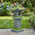 31.5’’High Japanese Moss-Covered Pagoda Statue by GRASOLAR