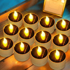 VOOKRY 12 Pcs Solar Tea Lights Outdoor - Flickering Solar Candle Lights Flameless Dusk to Dawn Lighting Waterproof Rechargeable LED Candles for Lantern Garden Camping Party Home Decoration,2.3''x2.1'' by VOOKRY