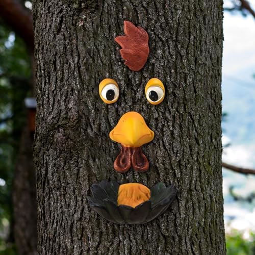 Tree Face Bird Feeder Decor Garden Decoration,Tree Hugger Yard Art Garden Decoration,Creative Multifunctional Cute Statue Yard Art Tree Hugger Sculpture for Outdoor - Pig(Chicken) - Image 5