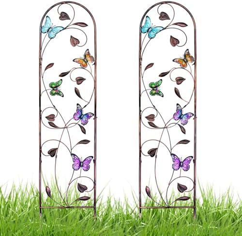 Aboxoo 2-Pack Butterfly Metal Garden Trellis, 60" Decorative Outdoor Fence by aboxoo