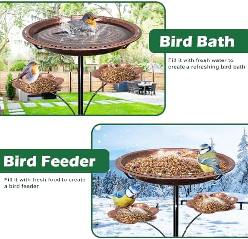 Bird Bath for Outside,Birdbaths with 2 Detachable Flower Feeders - Image 7