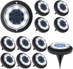 Solar Lights Outdoor Waterproof，Cool White 12 Pack 2-in-1 Ground Lights by Flacchi