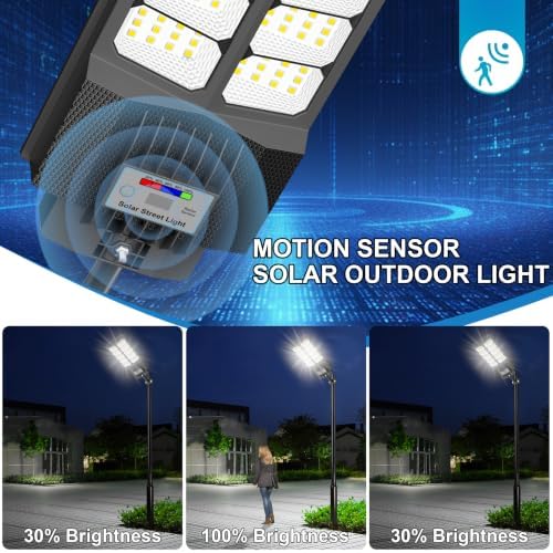 Solar Street Lights Outdoor Waterproof - LED Solar Flood Lights Outdoor Dusk to Dawn with Mention Sensor, Outdoor Solar Powered Floodlight for Parking Lot/Garden/Yard/Pathway Lighting - Image 4