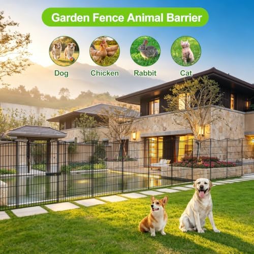 INJOPEXI Decorative Garden Fence 6 Panels 13ft (L)×42in (H) Animal Barrier Fences with 5 Panels + 1 Gate, No Dig Garden Fencing Rustproof Metal Wire Temporary Rabbit Dog Fence for Patio Outdoor Yard - Image 5