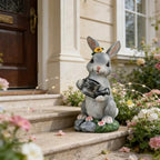 Weather Solar Power Rabbits Statue with Watering Can Parties Decors for Yard and Porch Decorative Lighting Resin Rabbits with Watering Can - Image 4