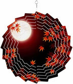 10 Inch Fall Red Maple Lveas Wind Spinner for Yard and Garden, Rustic Autumn Moonlight Botanical Hanging Ornaments Outdoor 3D Kinetic Wind Sculpture Spinners Indoor Outdoor Patio Décor Ornaments Gift by Unknown