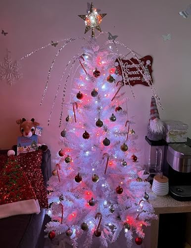 YEGUO 4 Pack Red and White Solar Fairy Lights, Each 33ft 100 LED Christmas Lights Outdoor Waterproof, 8 Modes Sliver Wire Solar String Lights - Image 2