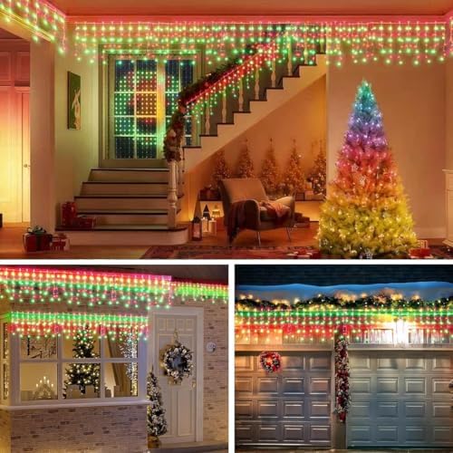 320LED Solar Christmas Lights Outdoor Waterproof Christmas Decorations Lights 29.5ft 60 Drops,8 Modes Solar Powered Rechargeable Fairy Lights for Party, Holiday,Wedding Decorations (Red and Green) - Image 2