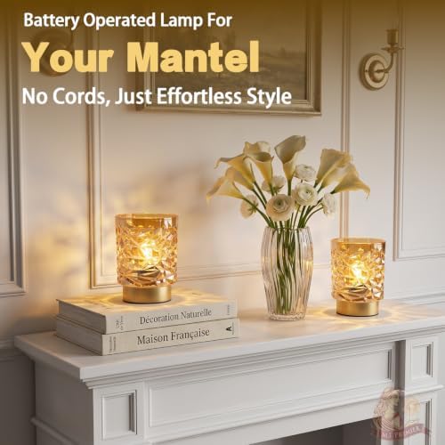 Battery Operated Lamp Timer, Cordless Table Lamp for Shelf Decor, Ice - Image 3