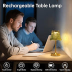 Shenmoyl Set of 2 Cordless Touch Table Lamp with 5200mAh Battery - 3 Adjustable Color Temperatures & Dimmable, Rechargeable Lamp for Bedsides, Living Room, Entryway, Bookshelves (Green Rose) - Image 4