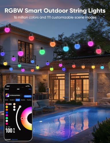APPECK Smart Outdoor String Lights 50ft, RGBW Patio Light with 25 LED Bulbs - Image 2