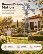 8FT Windmill for Yard Garden Decoration with Weather Vanes，Heavy Duty Outdoor Wind Mills, Large Metal Outdoor Windmill,Weather Resistant,Gray - Image 4