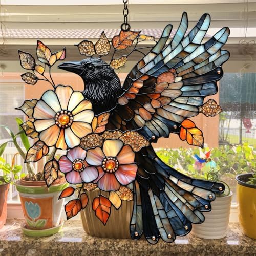 Raven Mosaic Style Acrylic Suncatcher - Image 4