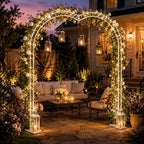 Metal Garden Arch, 98.5" W x 90.5" H Heavy Duty Metal Garden Arch Trellis for Climbing Plants (White, Arch) - Image 6